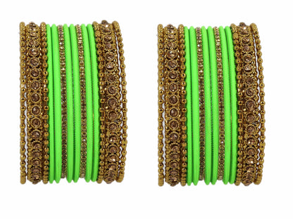 T4 Jewels Metal With Zircon Gemstone Studded Glossy Finished Traditional Bangle set T4 Jewels