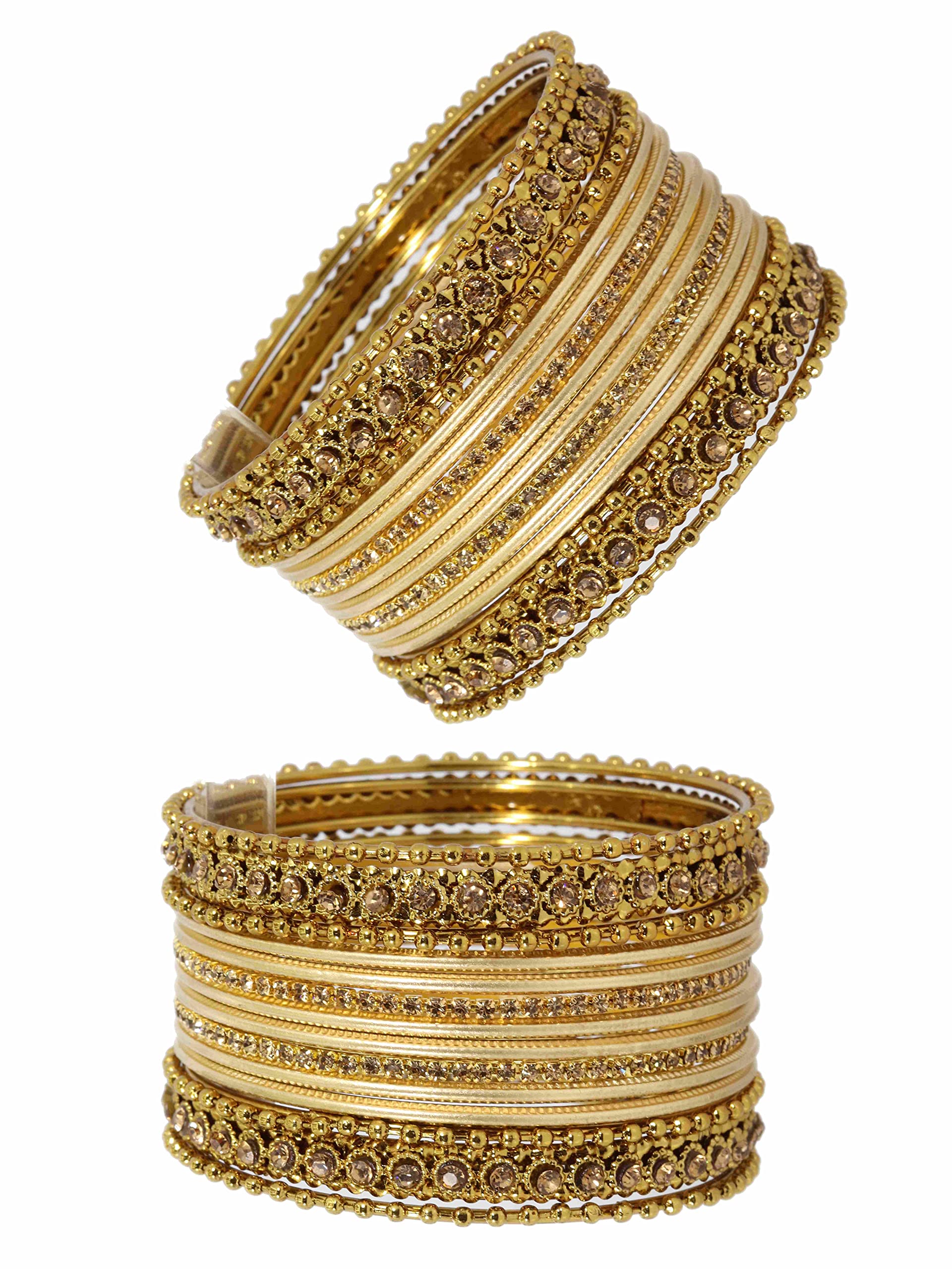 T4 Jewels Metal With Zircon Gemstone Studded Glossy Finished Traditional Bangle set T4 Jewels