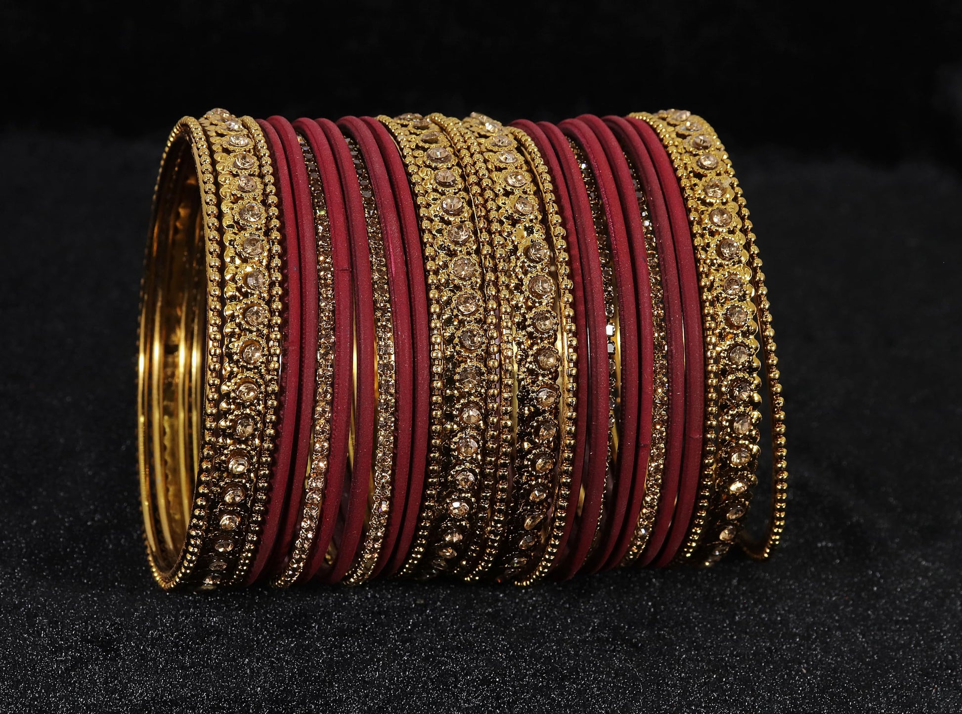 T4 Jewels Metal With Zircon Gemstone Studded Glossy Finished Traditional Bangle set T4 Jewels