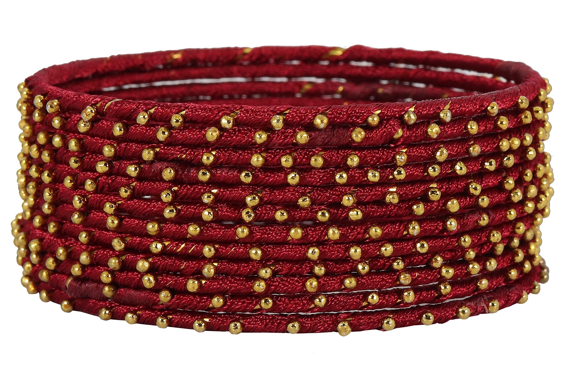 T4 Jewels Non-Precious Metal with Silk thread and Linked with Ball stone Glossy Finished Bangle Set For Women and Girls T4 Jewels
