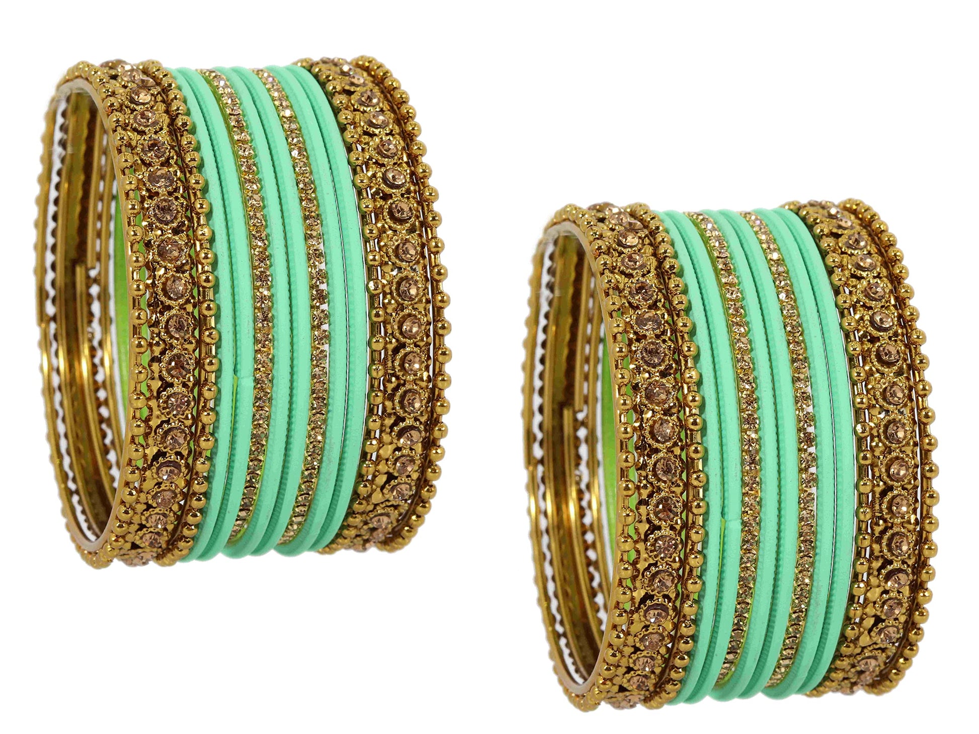 T4 Jewels Metal With Zircon Gemstone Studded Glossy Finished Traditional Bangle set T4 Jewels