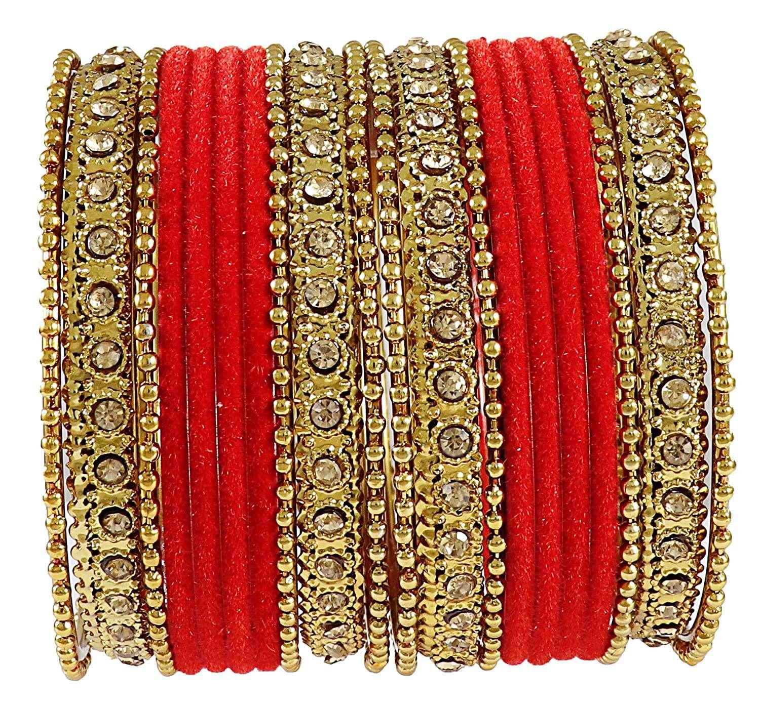 T4 Jewels Velvet Metal Bangle Set (Pack Of 20) - T4 Jewels