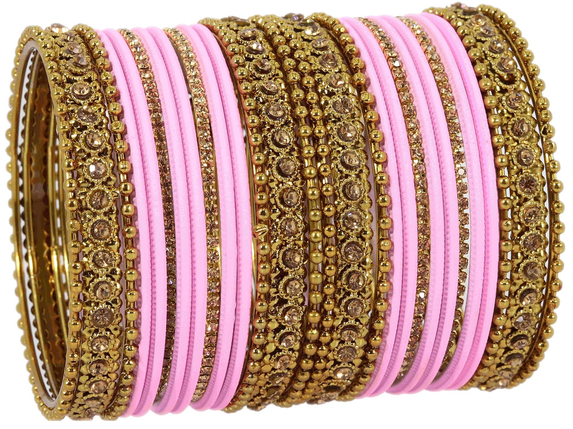 T4 Jewels Metal With Zircon Gemstone Studded Glossy Finished Traditional Bangle set T4 Jewels