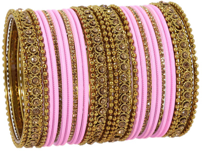 T4 Jewels Metal With Zircon Gemstone Studded Glossy Finished Traditional Bangle set T4 Jewels