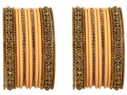 T4 Jewels Metal With Zircon Gemstone Studded Glossy Finished Traditional Bangle set T4 Jewels