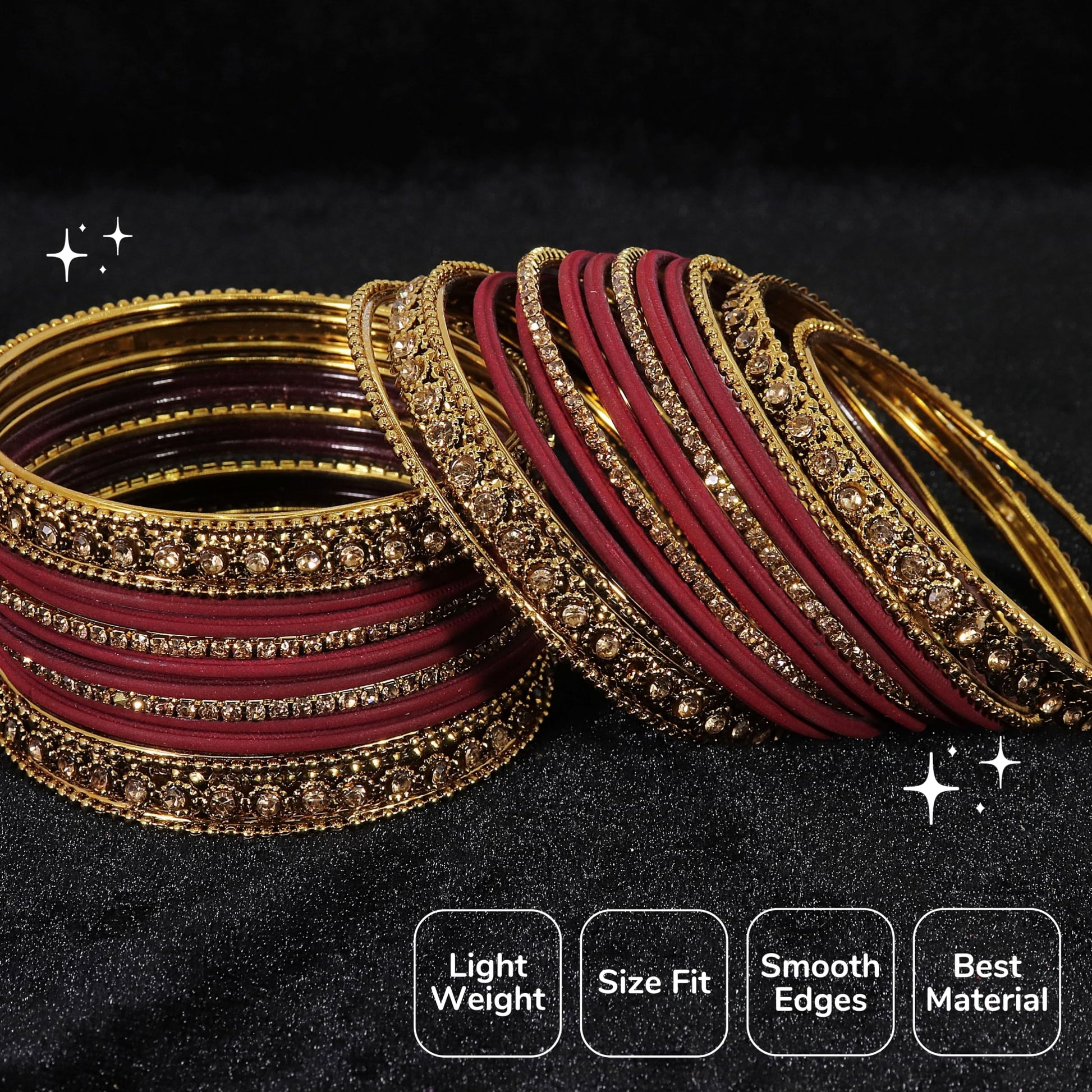 T4 Jewels Metal With Zircon Gemstone Studded Glossy Finished Traditional Bangle set T4 Jewels