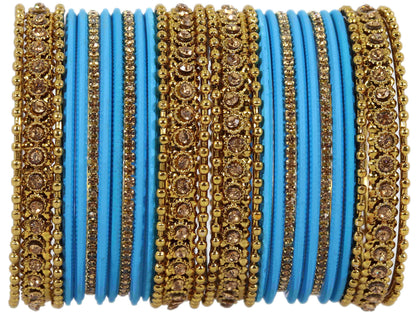 T4 Jewels Metal With Zircon Gemstone Studded Glossy Finished Traditional Bangle set T4 Jewels
