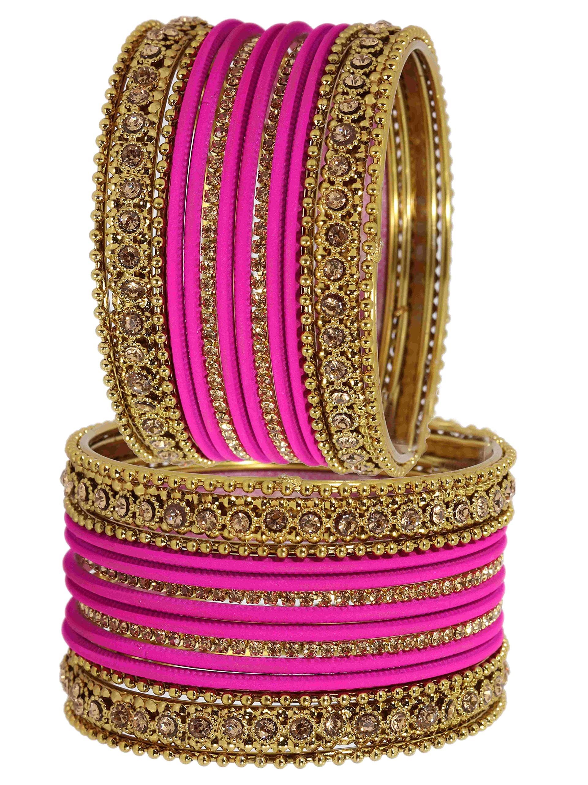T4 Jewels Metal With Zircon Gemstone Studded Glossy Finished Traditional Bangle set T4 Jewels