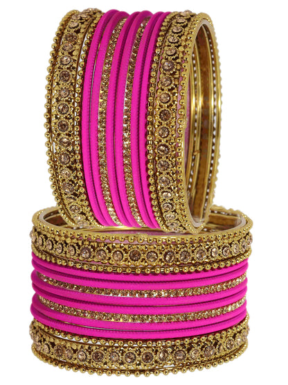 T4 Jewels Metal With Zircon Gemstone Studded Glossy Finished Traditional Bangle set T4 Jewels