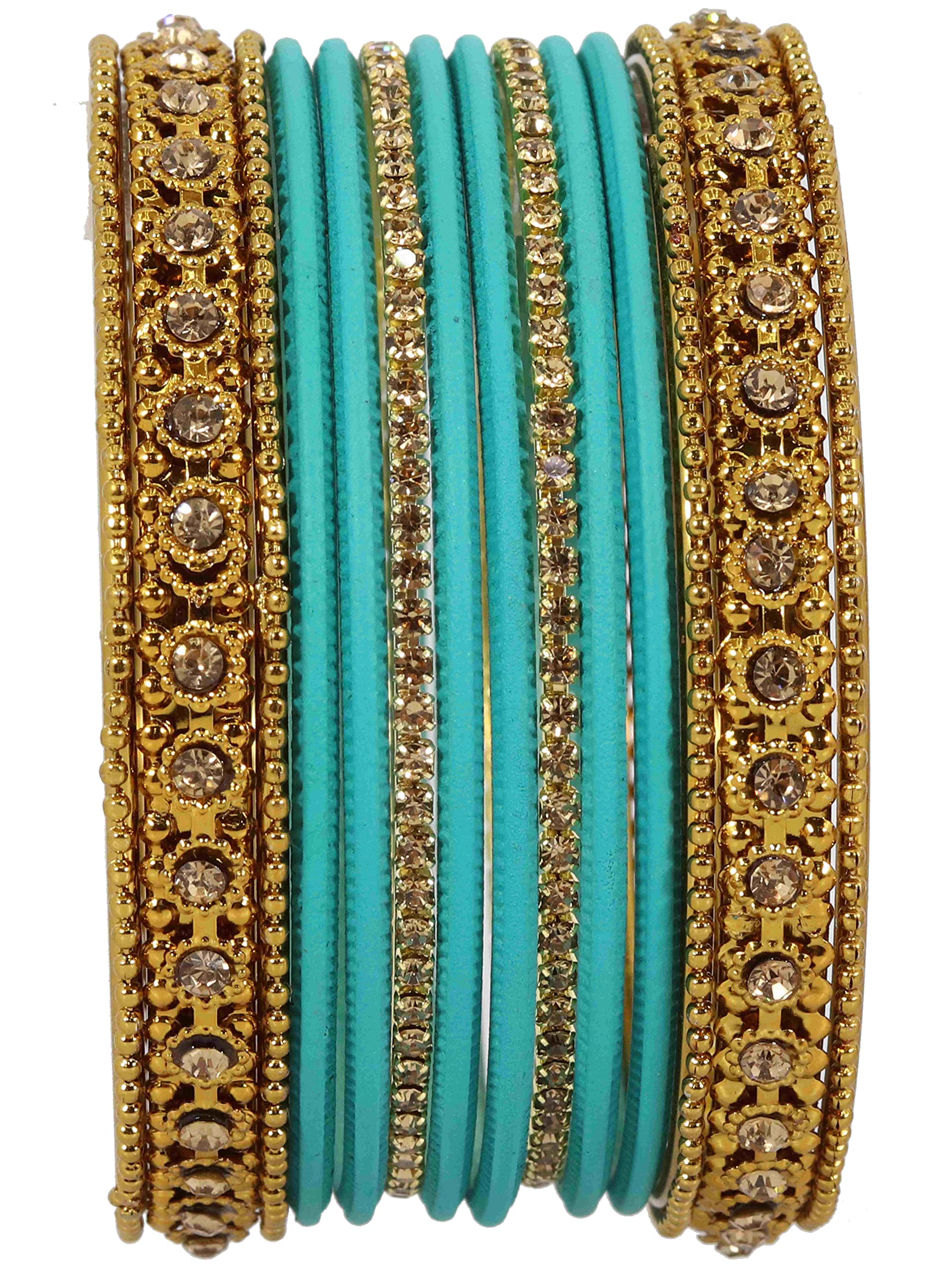 T4 Jewels Metal With Zircon Gemstone Studded Glossy Finished Traditional Bangle set T4 Jewels