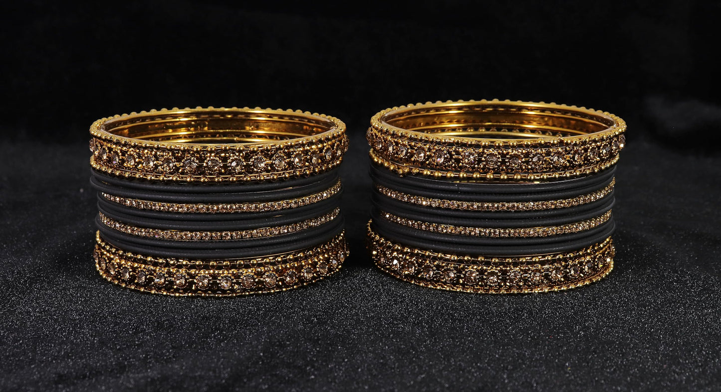 T4 Jewels Metal With Zircon Gemstone Studded Glossy Finished Traditional Bangle set T4 Jewels