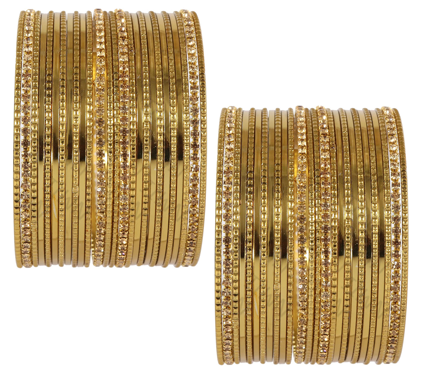 T4 Jewels Non-Precious Metal with Base Metal Zircon Gemstone Studded Glossy Finished Ballchain Linked Gold Plated Cutting Pattern Bangle set for Women and Girls Gold1 T4 Jewels