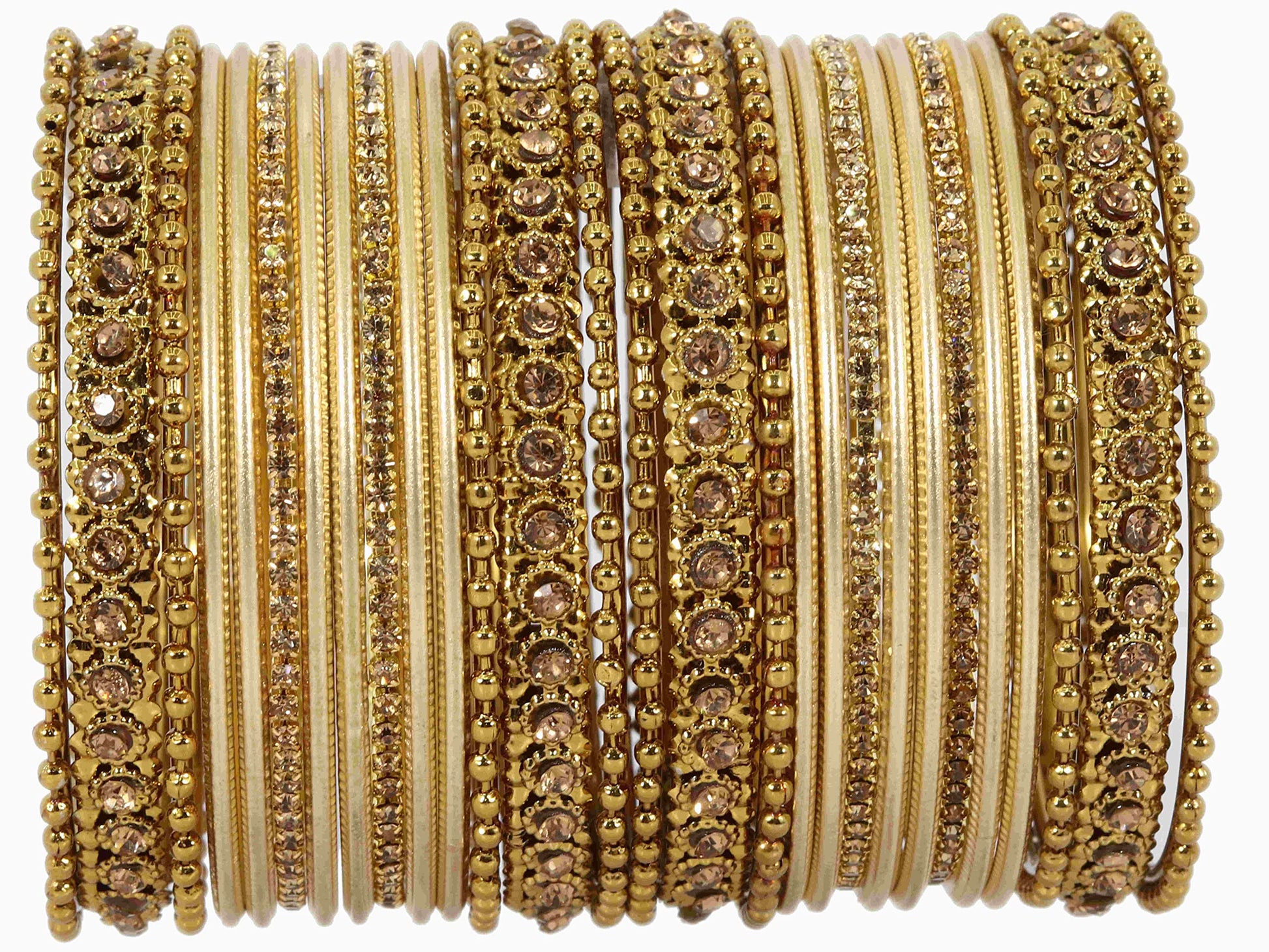 T4 Jewels Metal With Zircon Gemstone Studded Glossy Finished Traditional Bangle set Golden T4 Jewels
