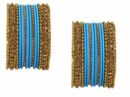 T4 Jewels Metal With Zircon Gemstone Studded Glossy Finished Traditional Bangle set T4 Jewels