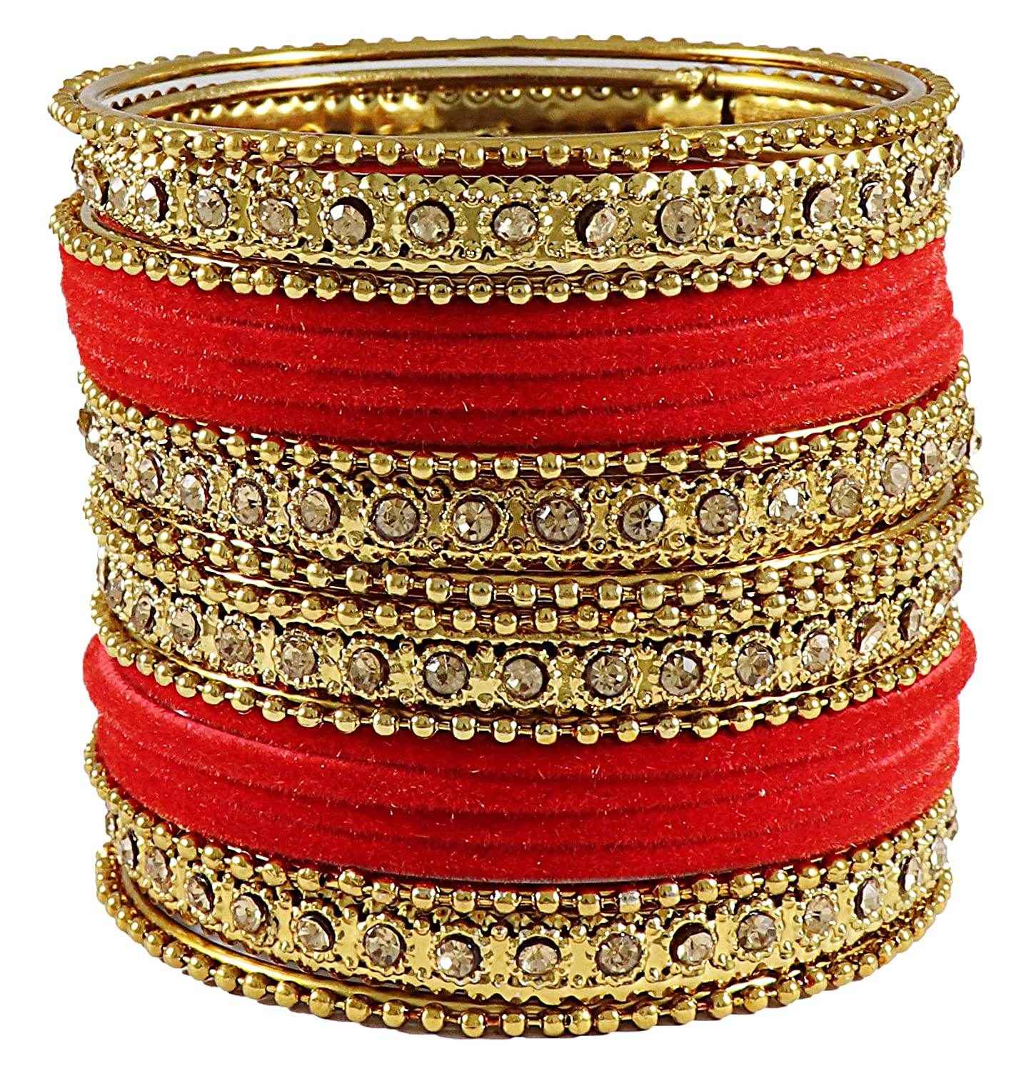 T4 Jewels Velvet Metal Bangle Set (Pack Of 20) - T4 Jewels
