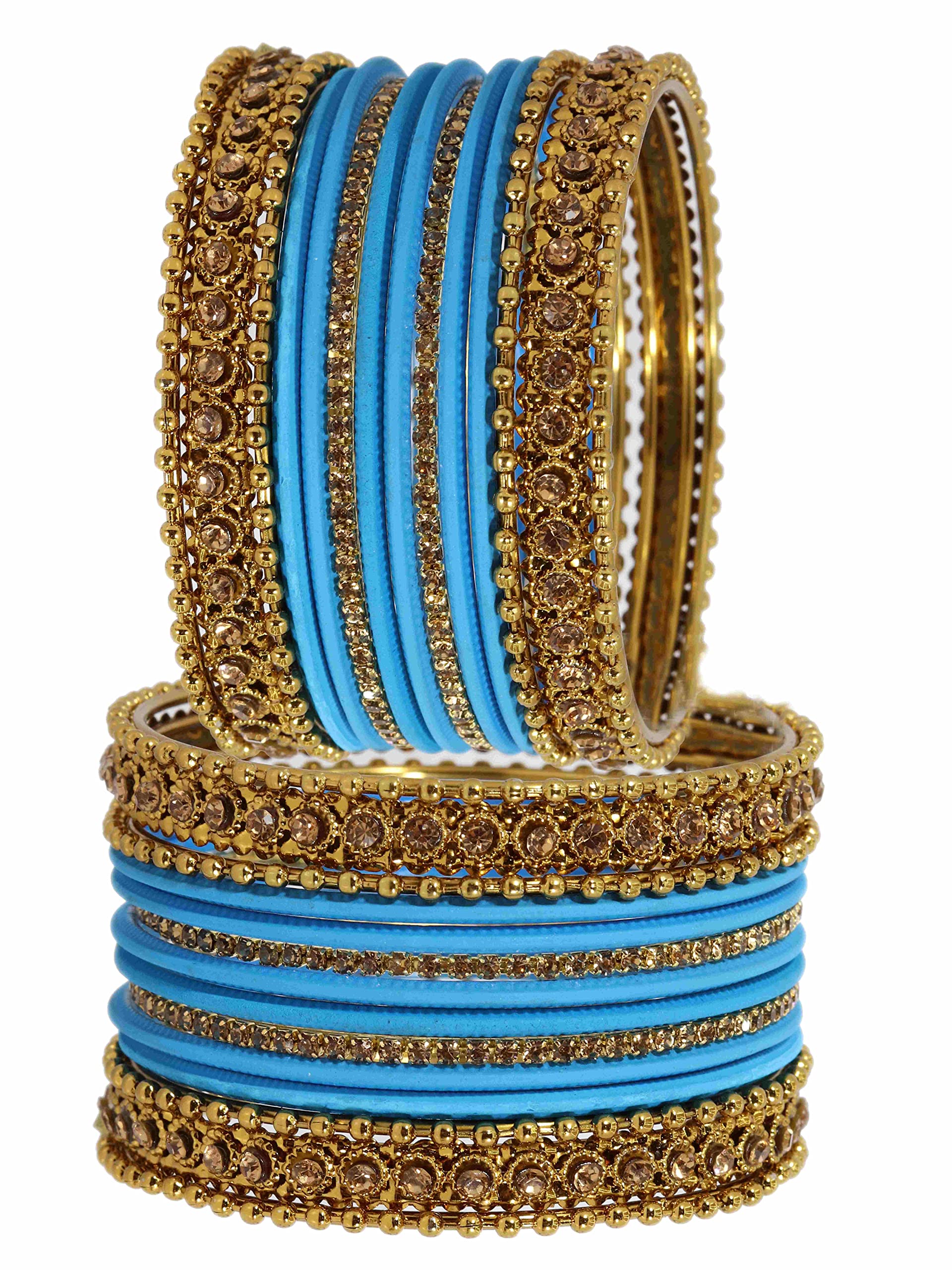 T4 Jewels Metal With Zircon Gemstone Studded Glossy Finished Traditional Bangle set T4 Jewels