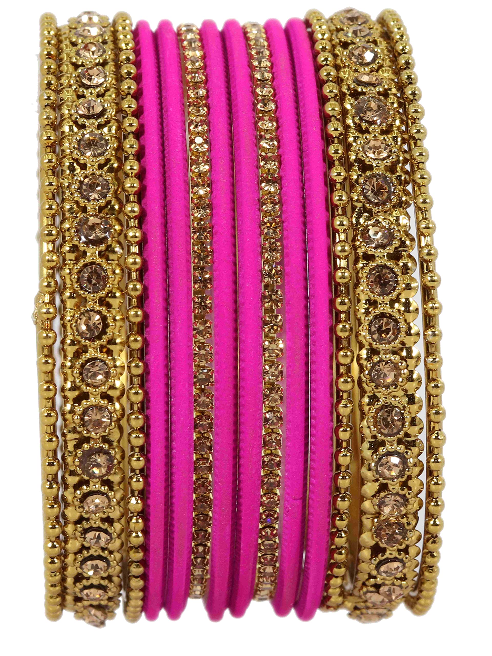 T4 Jewels Metal With Zircon Gemstone Studded Glossy Finished Traditional Bangle set T4 Jewels