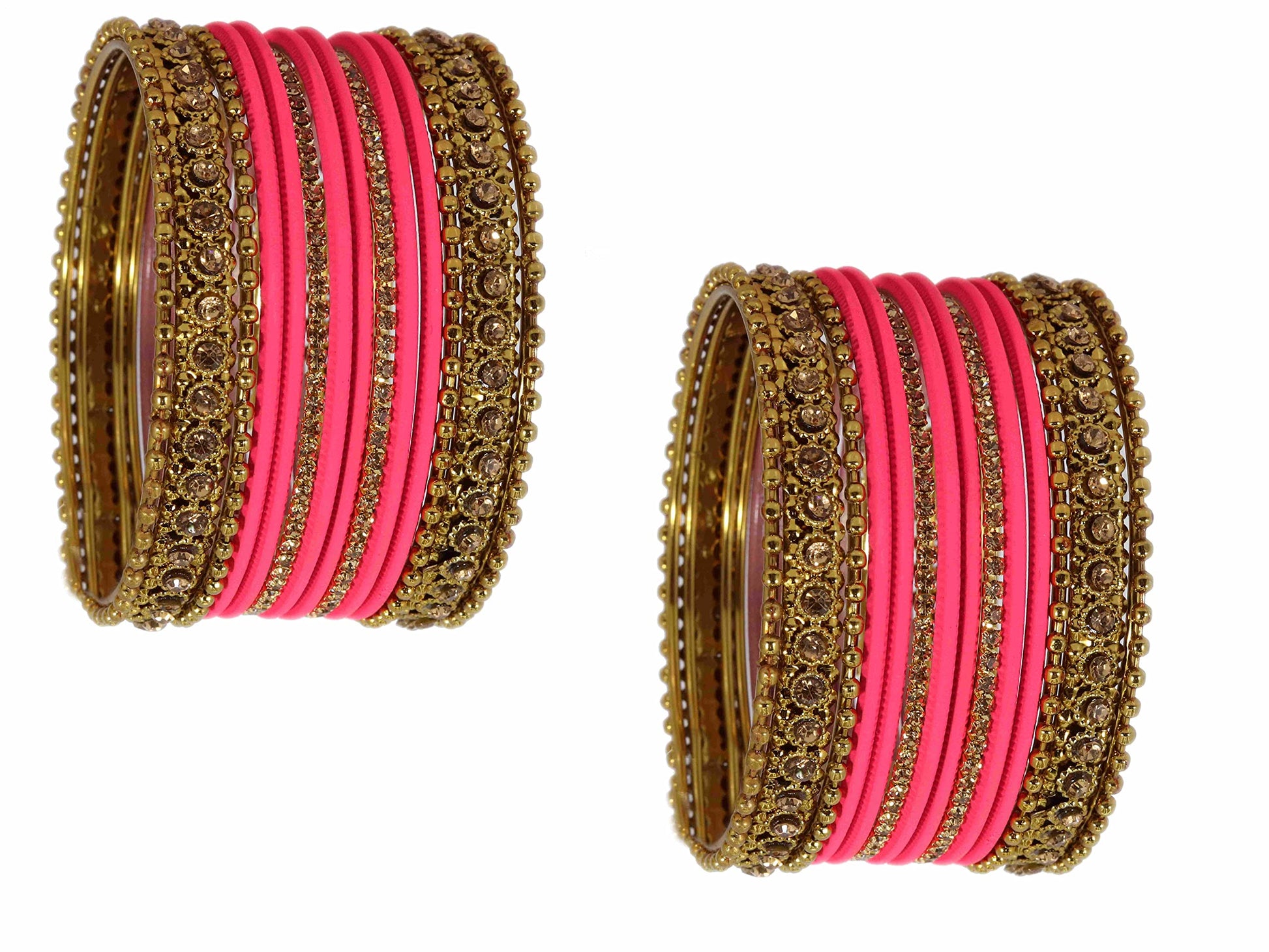 T4 Jewels Metal With Zircon Gemstone Studded Glossy Finished Traditional Bangle set T4 Jewels