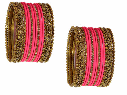 T4 Jewels Metal With Zircon Gemstone Studded Glossy Finished Traditional Bangle set T4 Jewels