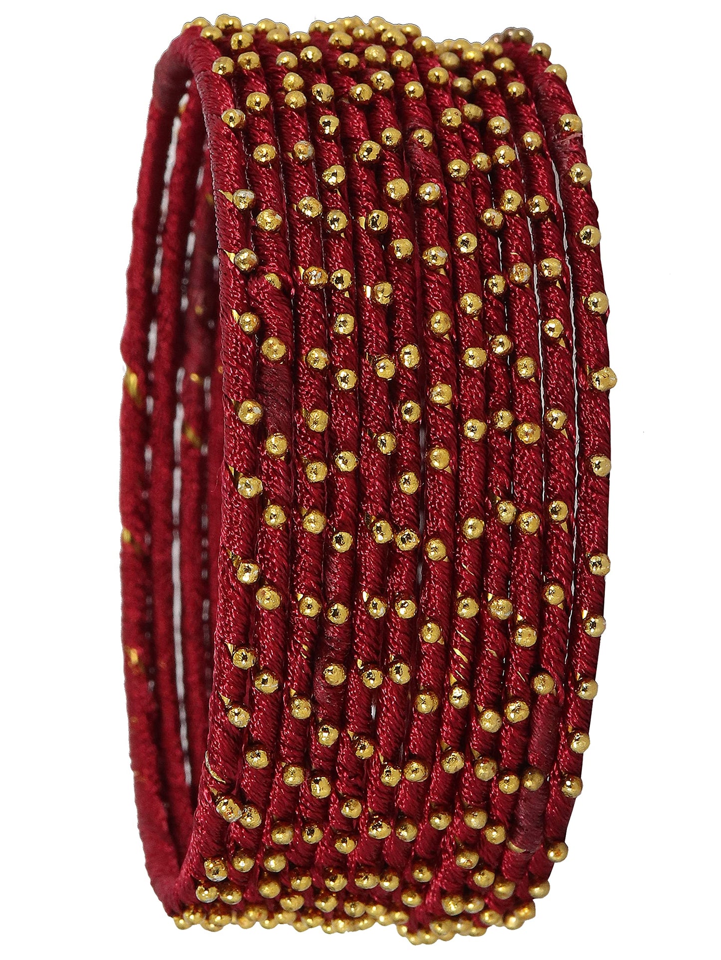 T4 Jewels Non-Precious Metal with Silk thread and Linked with Ball stone Glossy Finished Bangle Set For Women and Girls T4 Jewels