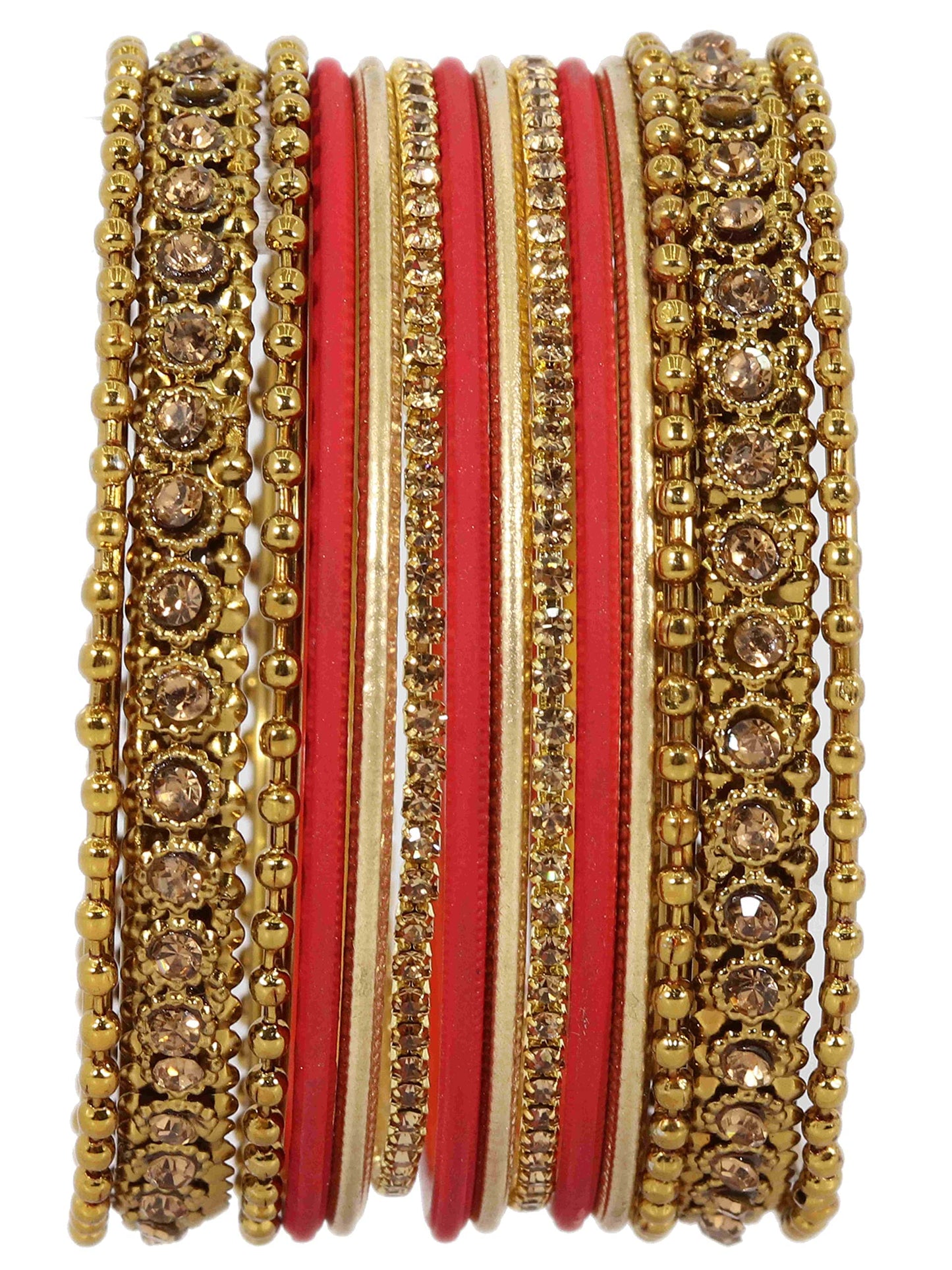 T4 Jewels Metal With Zircon Gemstone Studded Glossy Finished Traditional Bangle set T4 Jewels