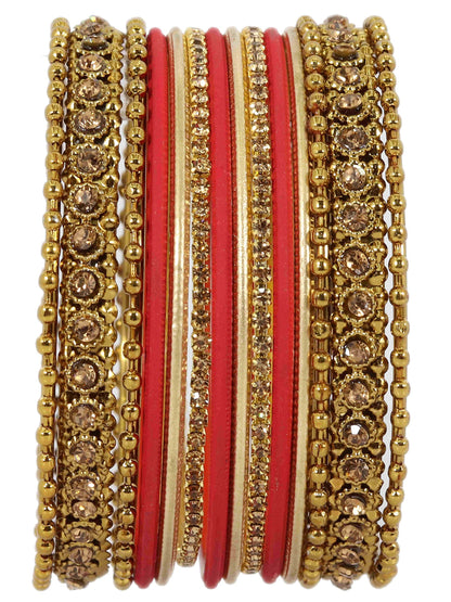 T4 Jewels Metal With Zircon Gemstone Studded Glossy Finished Traditional Bangle set T4 Jewels