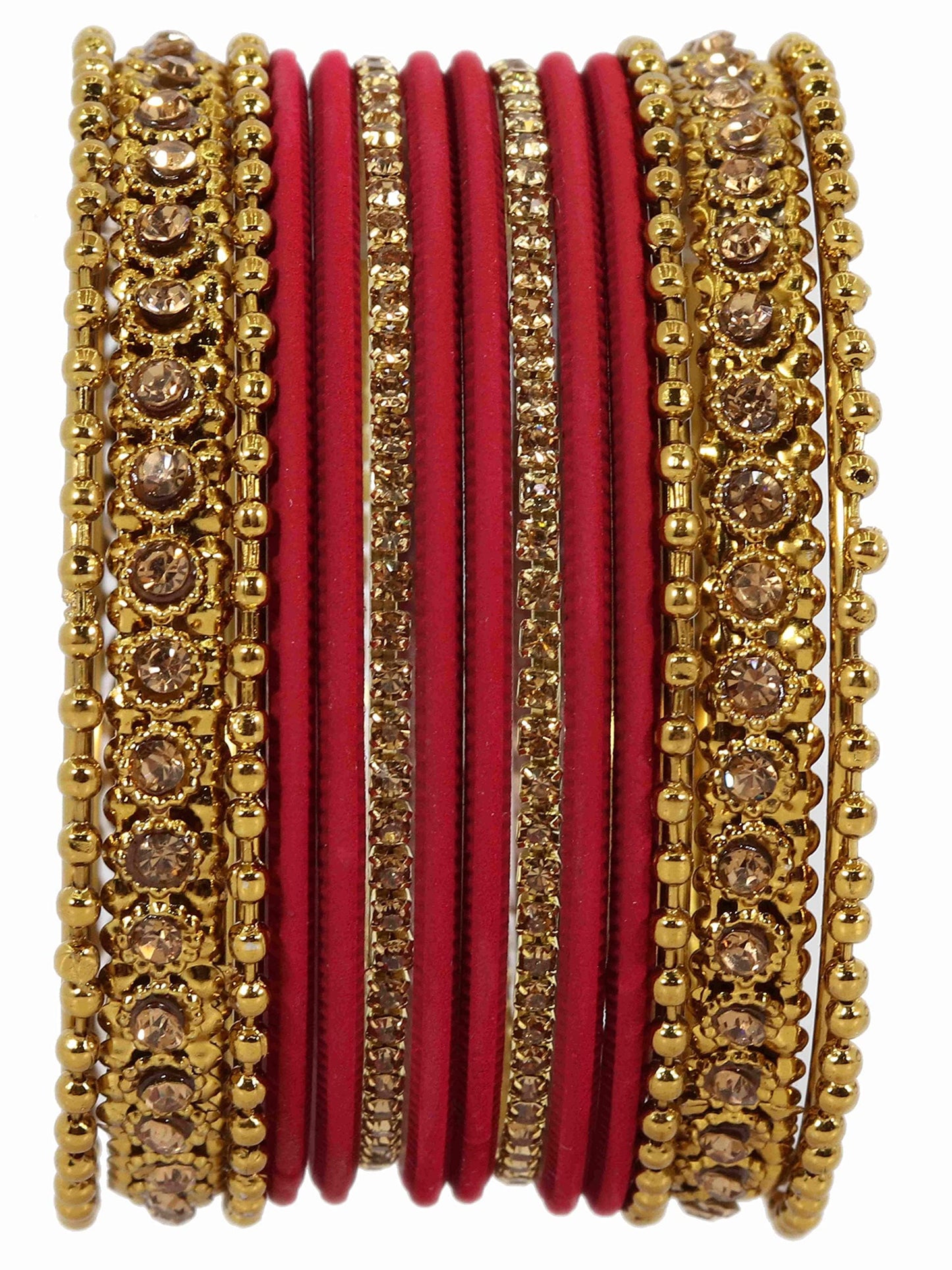 T4 Jewels Metal With Zircon Gemstone Studded Glossy Finished Traditional Bangle set T4 Jewels