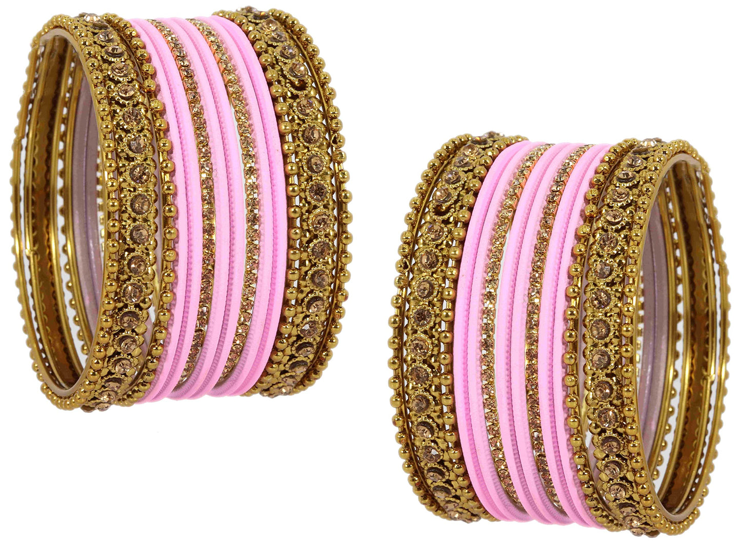 T4 Jewels Metal With Zircon Gemstone Studded Glossy Finished Traditional Bangle set T4 Jewels