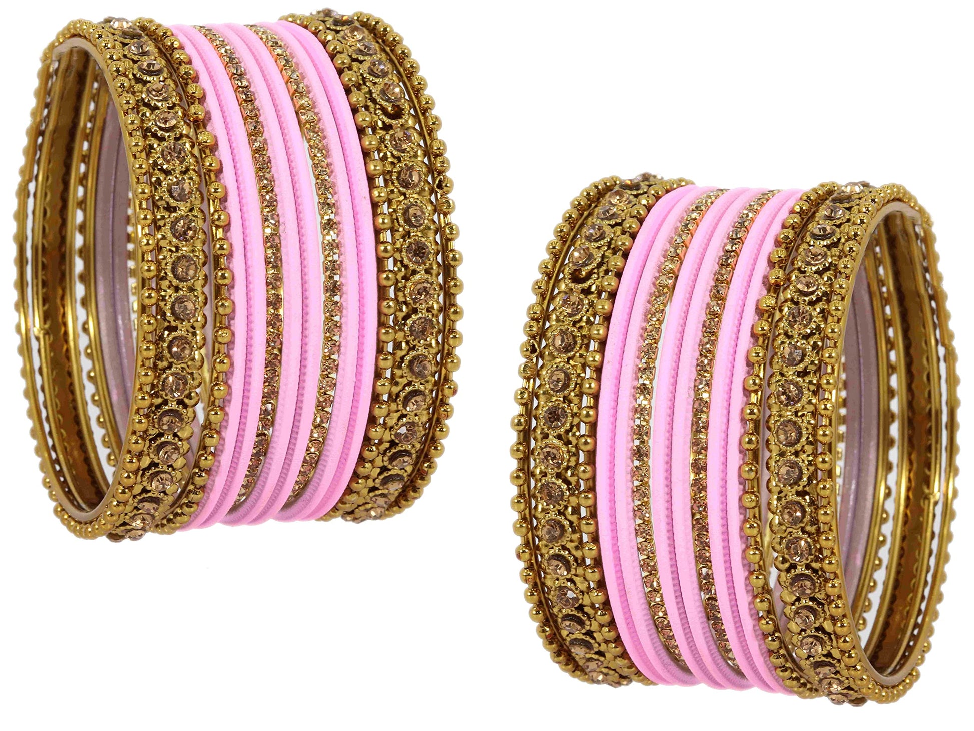 T4 Jewels Metal With Zircon Gemstone Studded Glossy Finished Traditional Bangle set T4 Jewels
