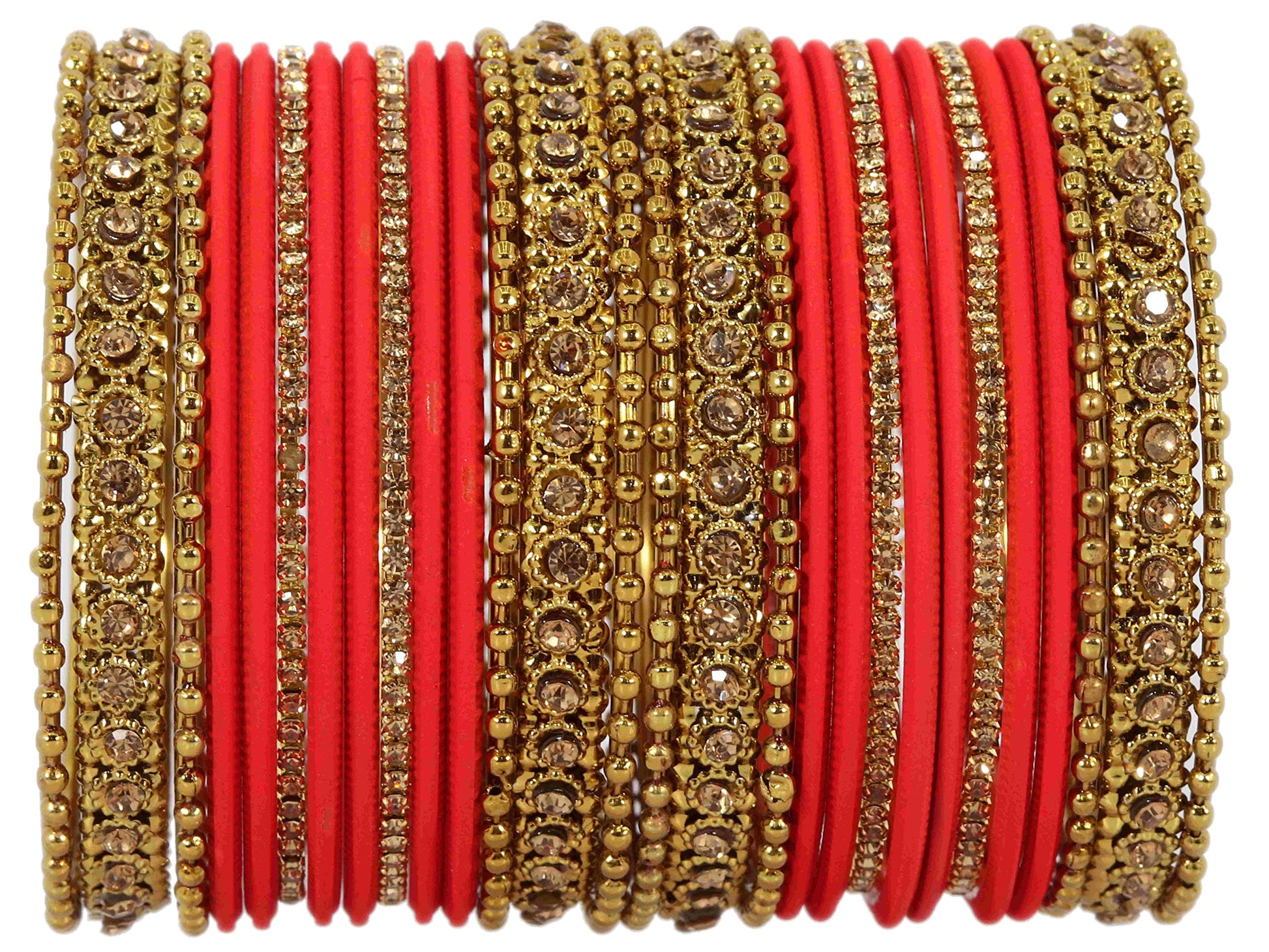 T4 Jewels Metal With Zircon Gemstone Studded Glossy Finished Traditional Bangle set T4 Jewels