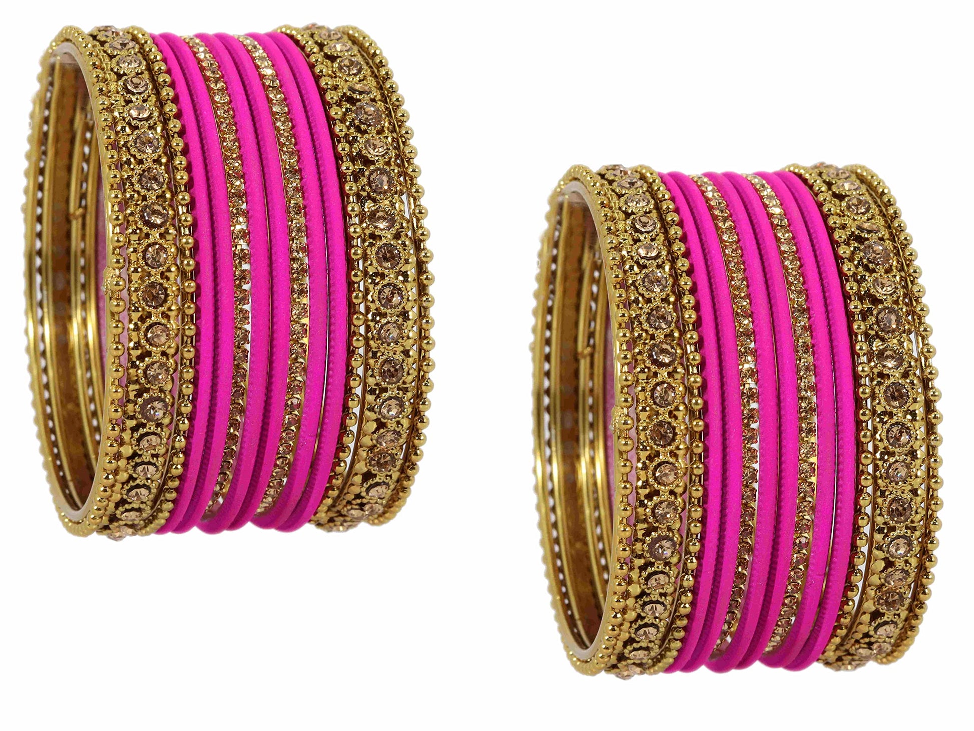 T4 Jewels Metal With Zircon Gemstone Studded Glossy Finished Traditional Bangle set T4 Jewels