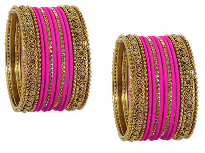 T4 Jewels Metal With Zircon Gemstone Studded Glossy Finished Traditional Bangle set T4 Jewels