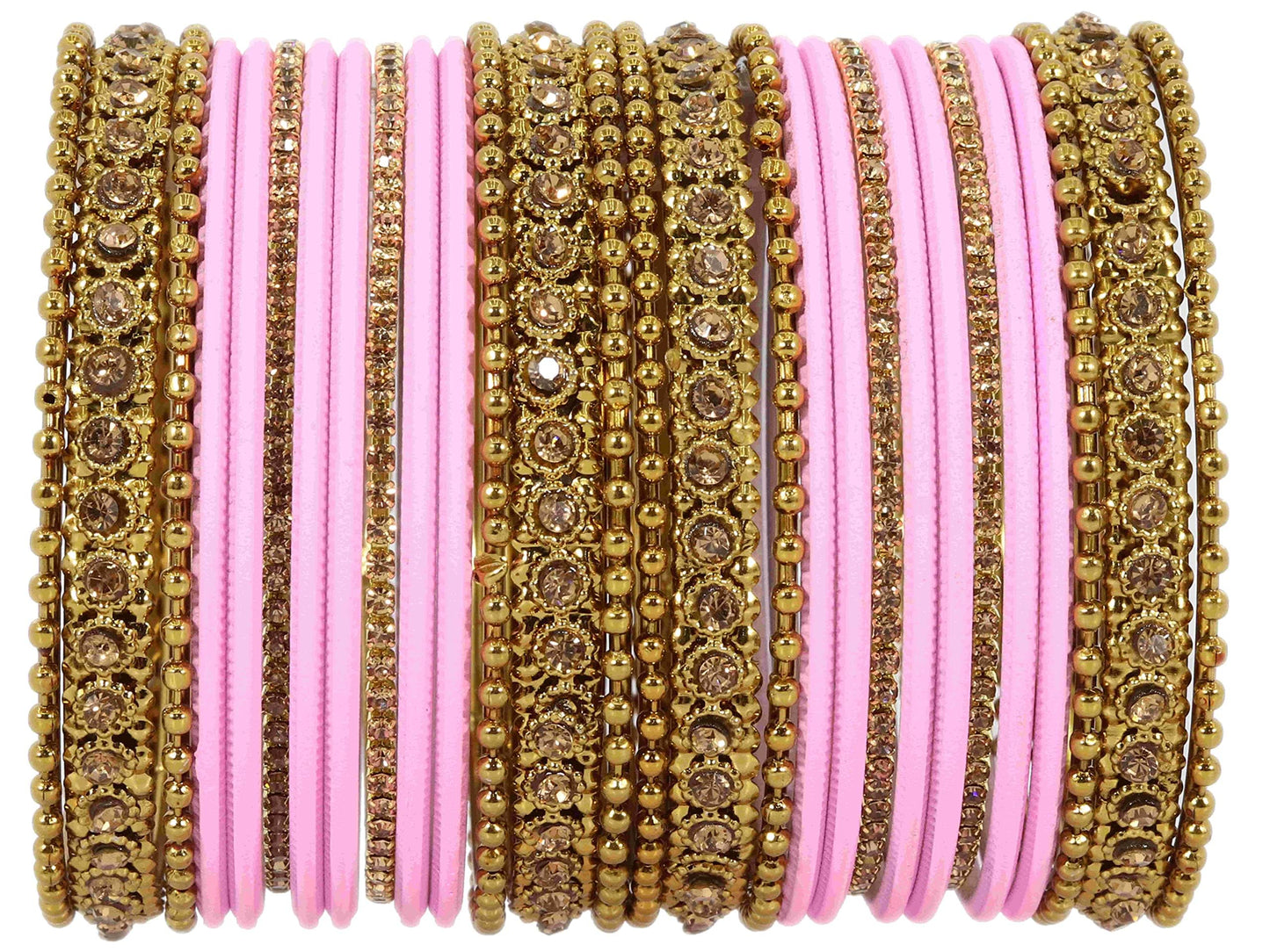 T4 Jewels Metal With Zircon Gemstone Studded Glossy Finished Traditional Bangle set T4 Jewels