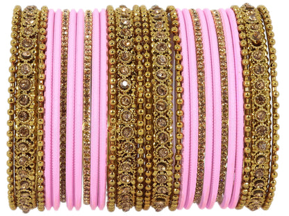 T4 Jewels Metal With Zircon Gemstone Studded Glossy Finished Traditional Bangle set T4 Jewels