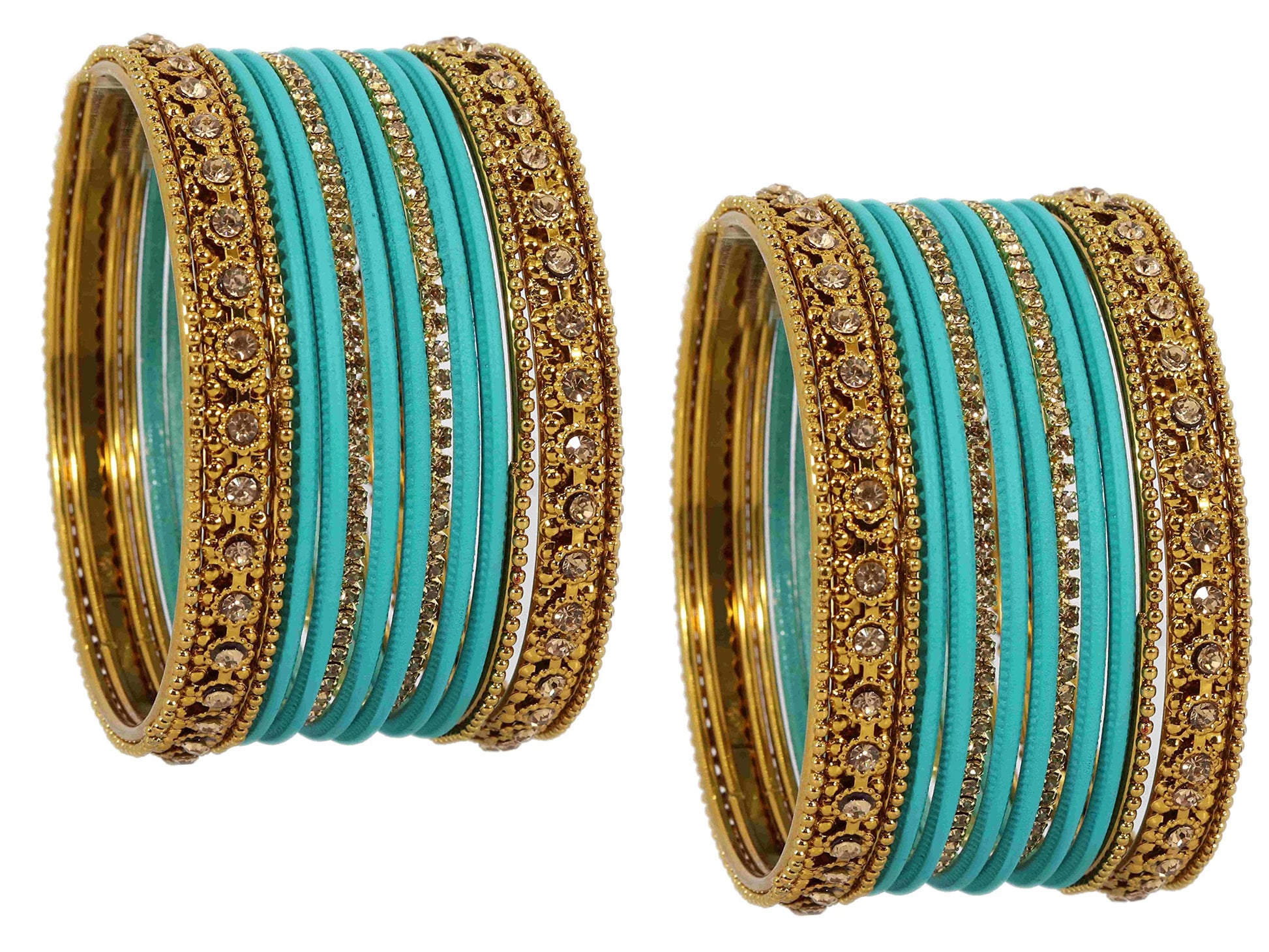 T4 Jewels Metal With Zircon Gemstone Studded Glossy Finished Traditional Bangle set T4 Jewels