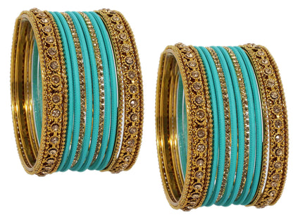 T4 Jewels Metal With Zircon Gemstone Studded Glossy Finished Traditional Bangle set T4 Jewels