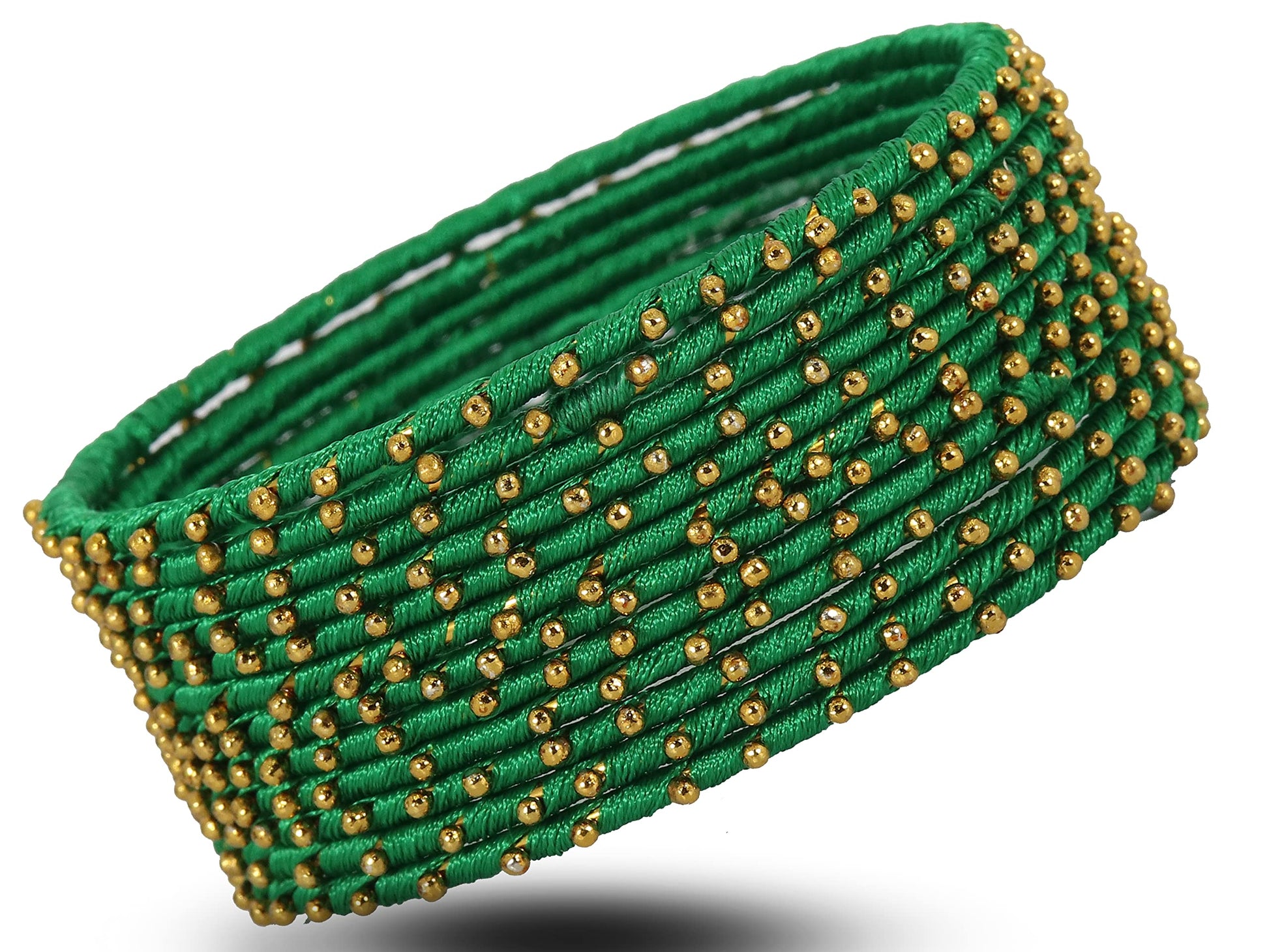 T4 Jewels Non-Precious Metal with Silk thread and Linked with Ball stone Glossy Finished Bangle Set For Women and Girls T4 Jewels