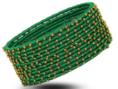 T4 Jewels Non-Precious Metal with Silk thread and Linked with Ball stone Glossy Finished Bangle Set For Women and Girls T4 Jewels