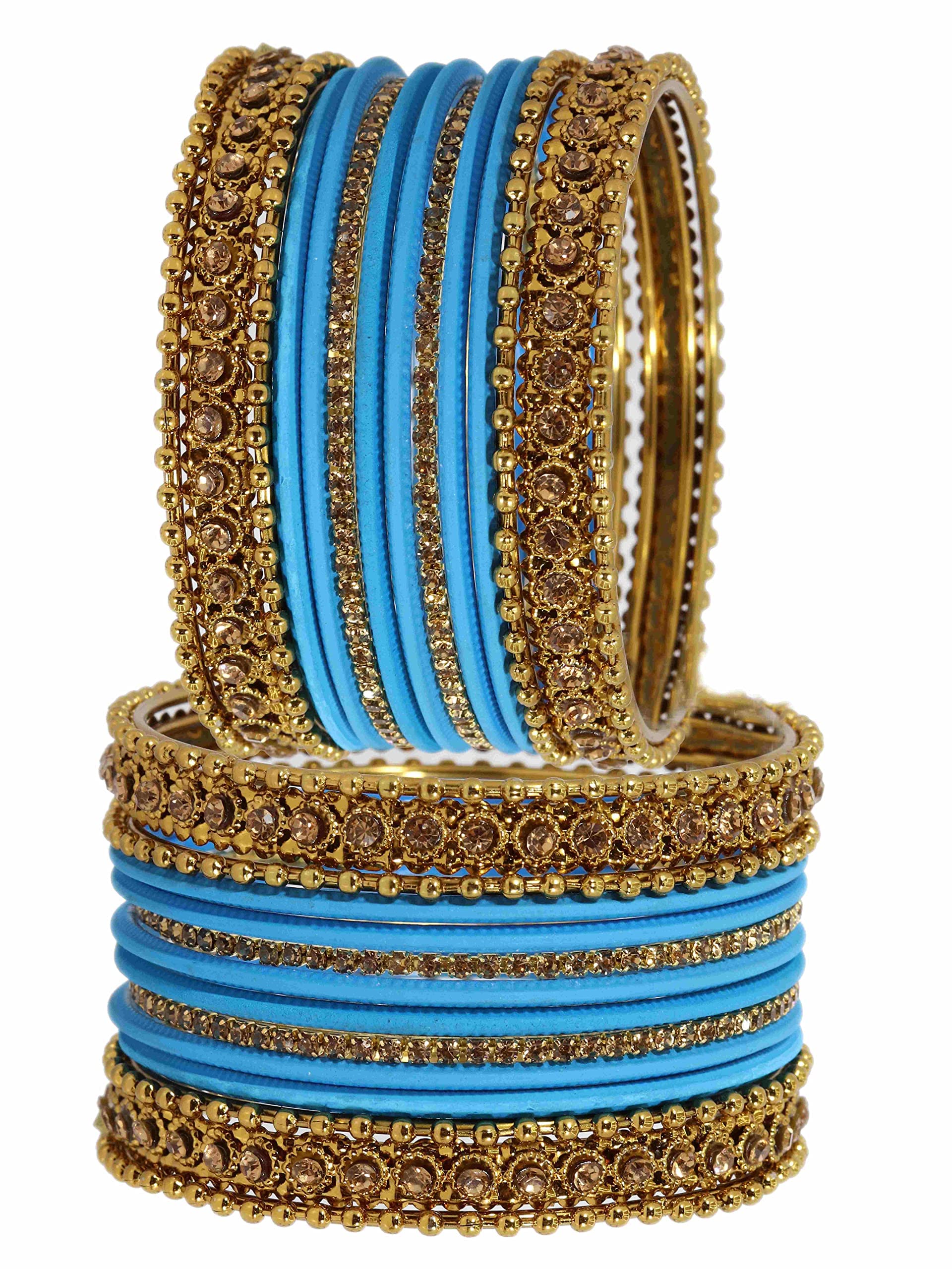 T4 Jewels Metal With Zircon Gemstone Studded Glossy Finished Traditional Bangle set T4 Jewels