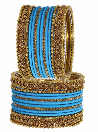T4 Jewels Metal With Zircon Gemstone Studded Glossy Finished Traditional Bangle set T4 Jewels