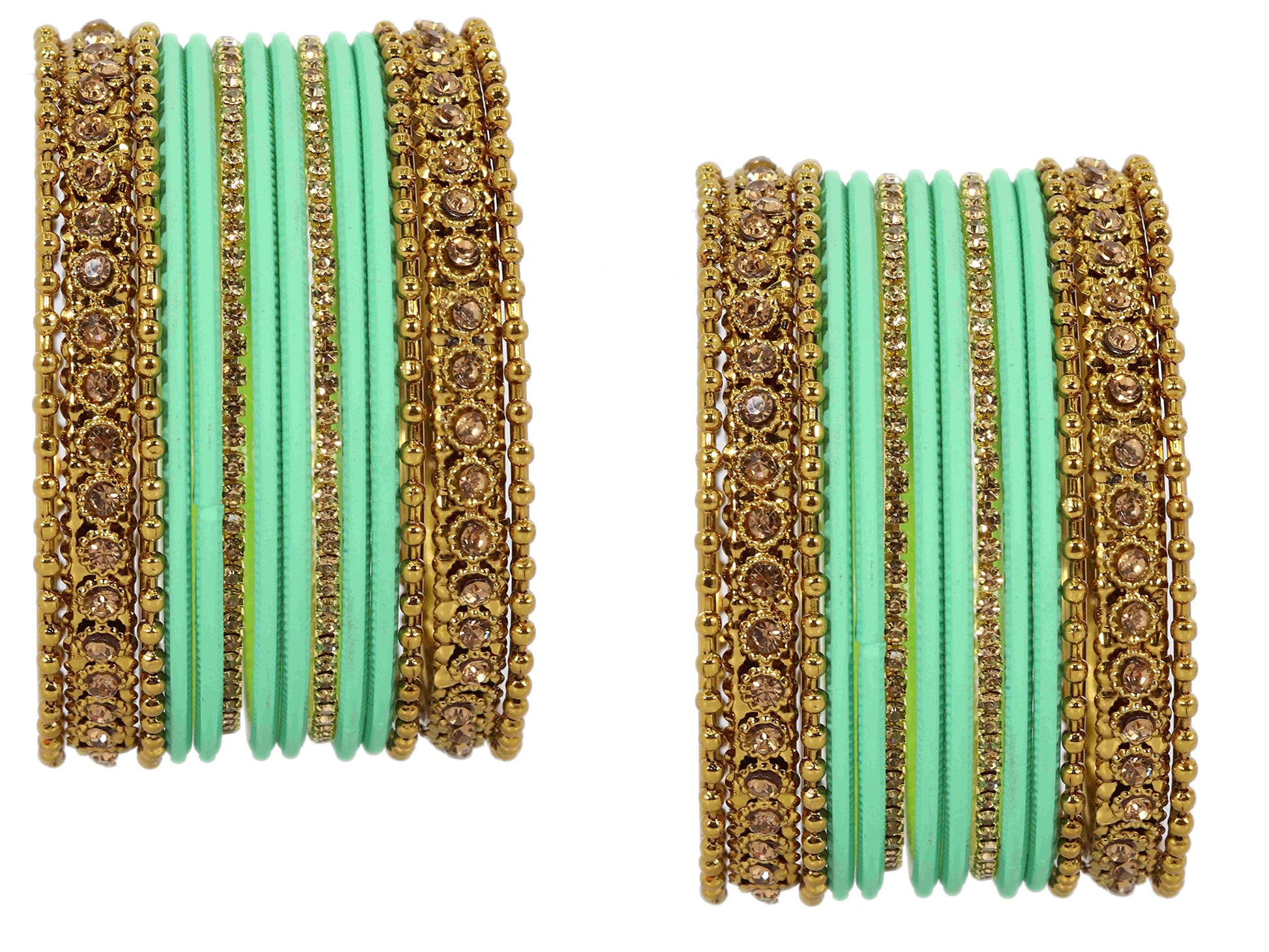 T4 Jewels Metal With Zircon Gemstone Studded Glossy Finished Traditional Bangle set T4 Jewels