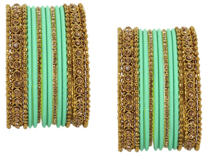 T4 Jewels Metal With Zircon Gemstone Studded Glossy Finished Traditional Bangle set T4 Jewels