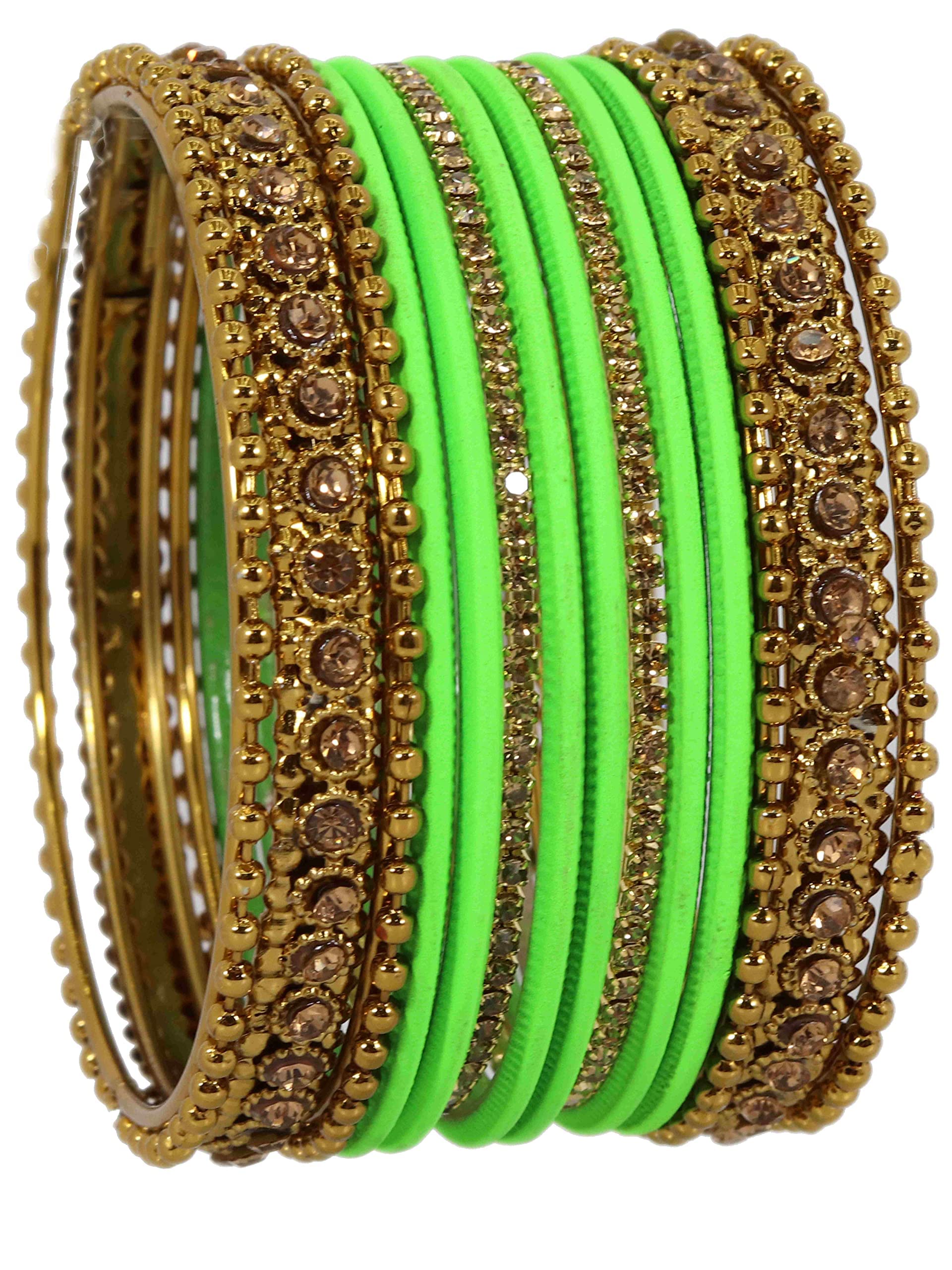T4 Jewels Metal With Zircon Gemstone Studded Glossy Finished Traditional Bangle set T4 Jewels
