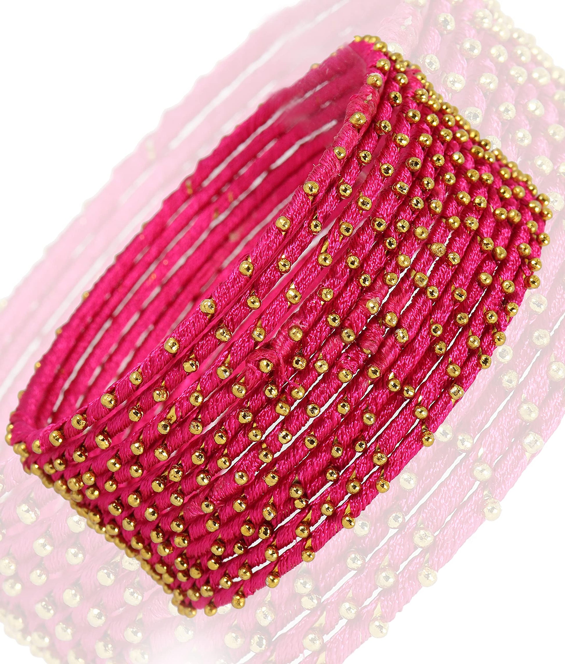 T4 Jewels Non-Precious Metal with Silk thread and Linked with Ball stone Glossy Finished Bangle Set For Women and Girls T4 Jewels