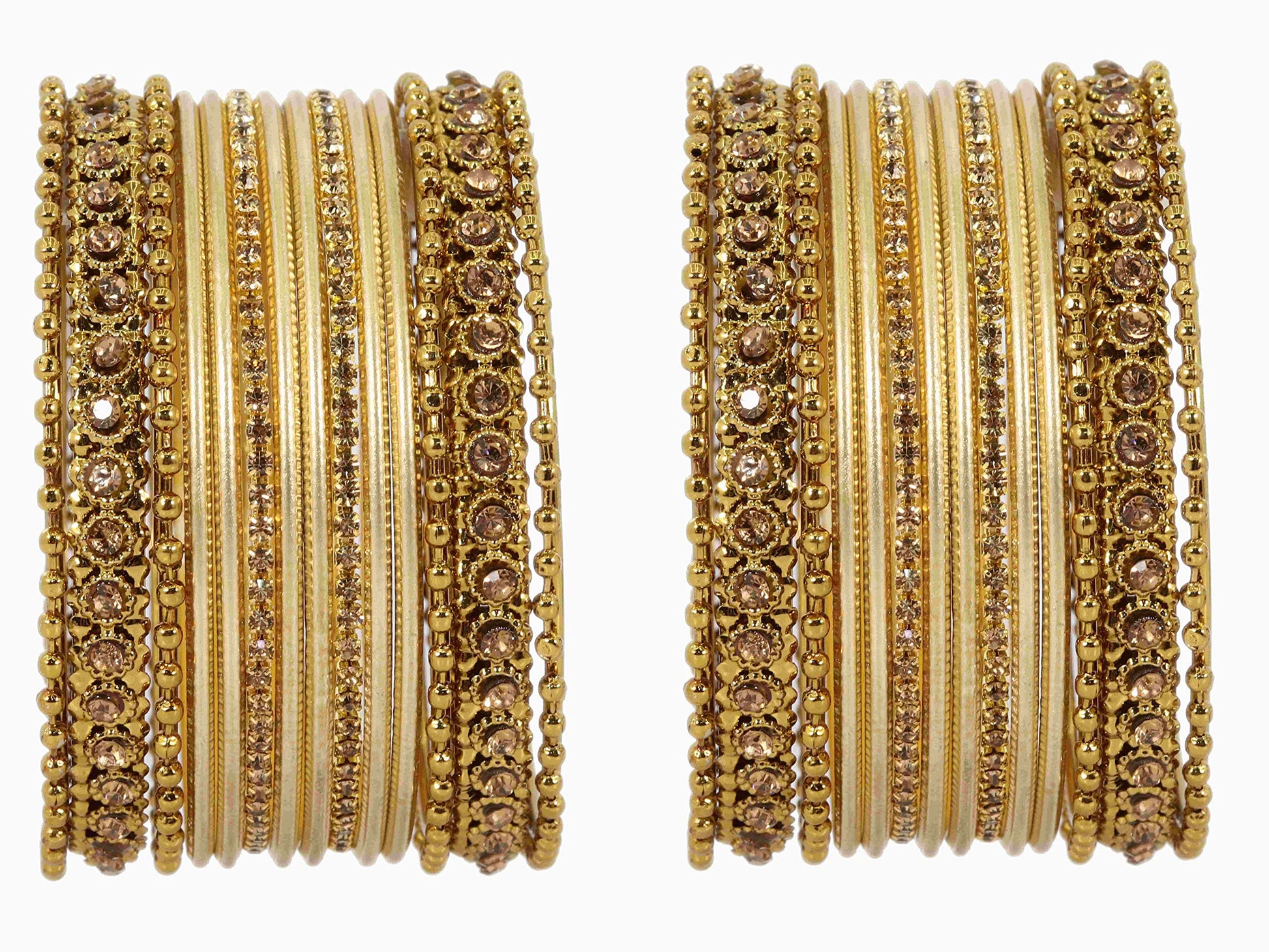 T4 Jewels Metal With Zircon Gemstone Studded Glossy Finished Traditional Bangle set T4 Jewels