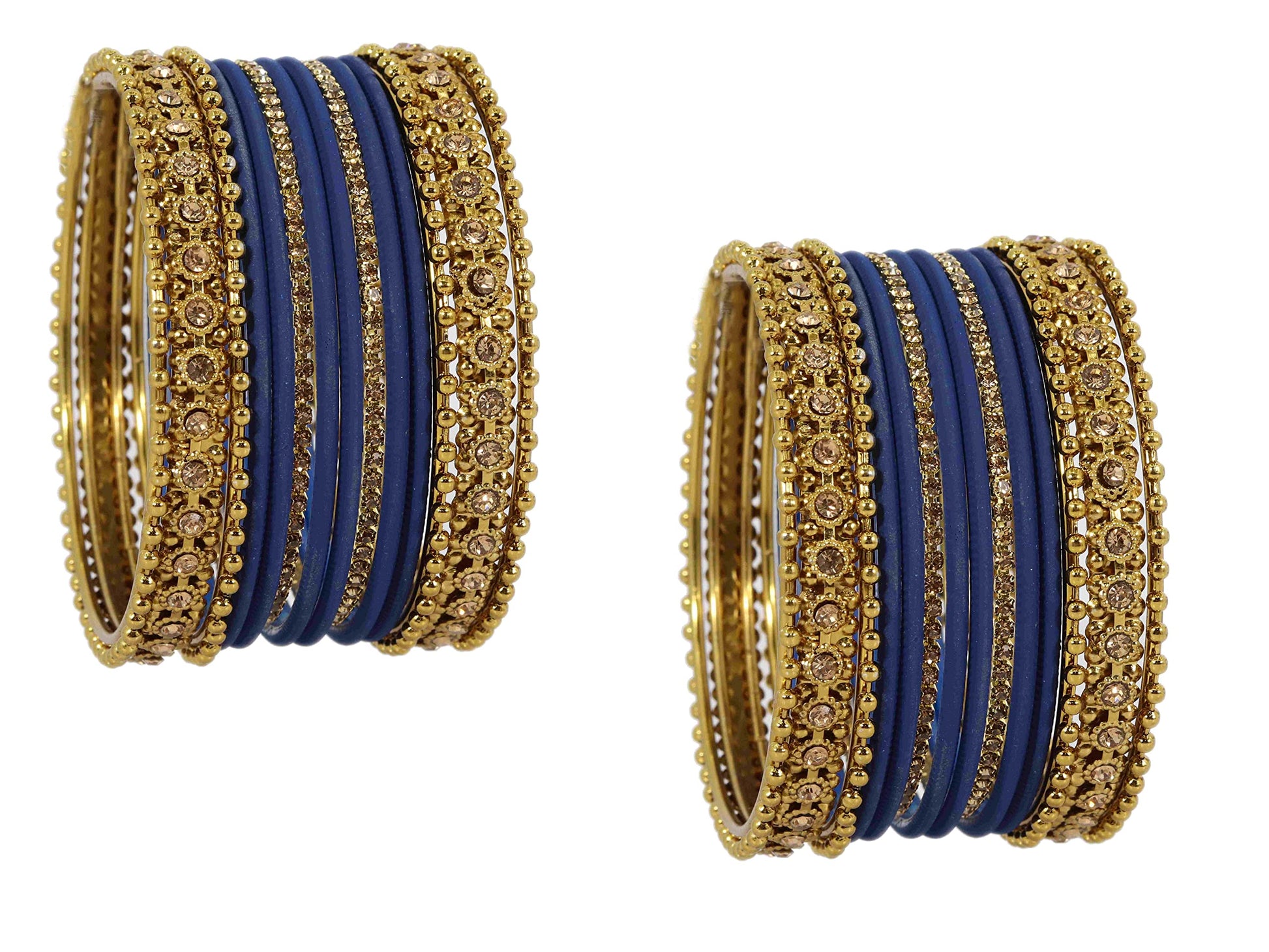 T4 Jewels Metal With Zircon Gemstone Studded Glossy Finished Traditional Bangle set T4 Jewels