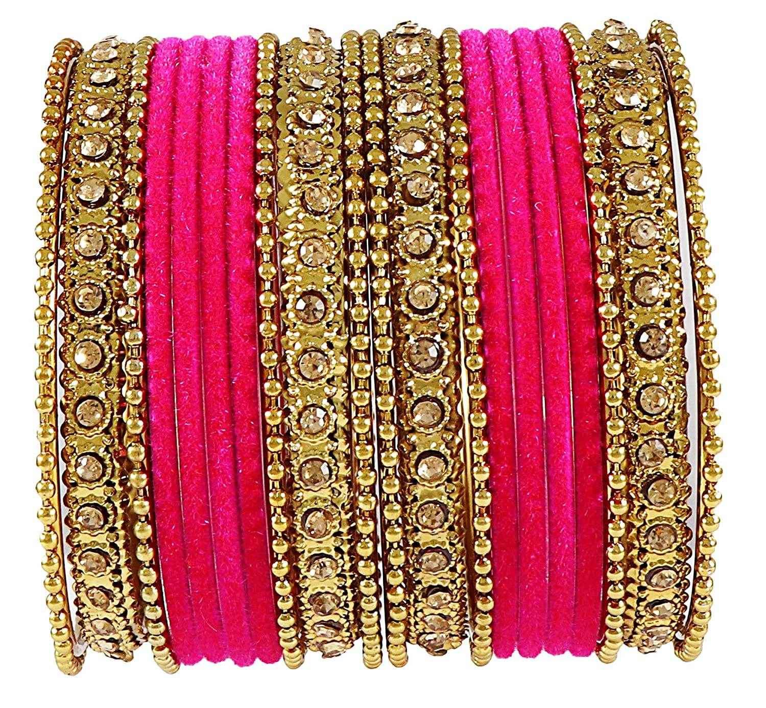 T4 Jewels Velvet Metal Bangle Set (Pack Of 20) - T4 Jewels