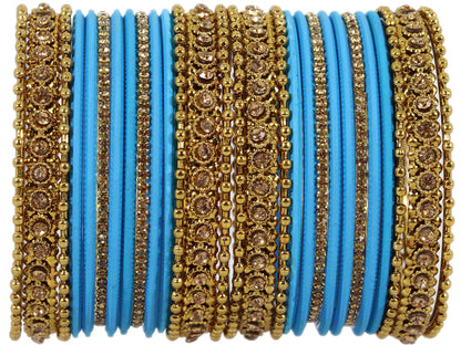 T4 Jewels Metal With Zircon Gemstone Studded Glossy Finished Traditional Bangle set T4 Jewels