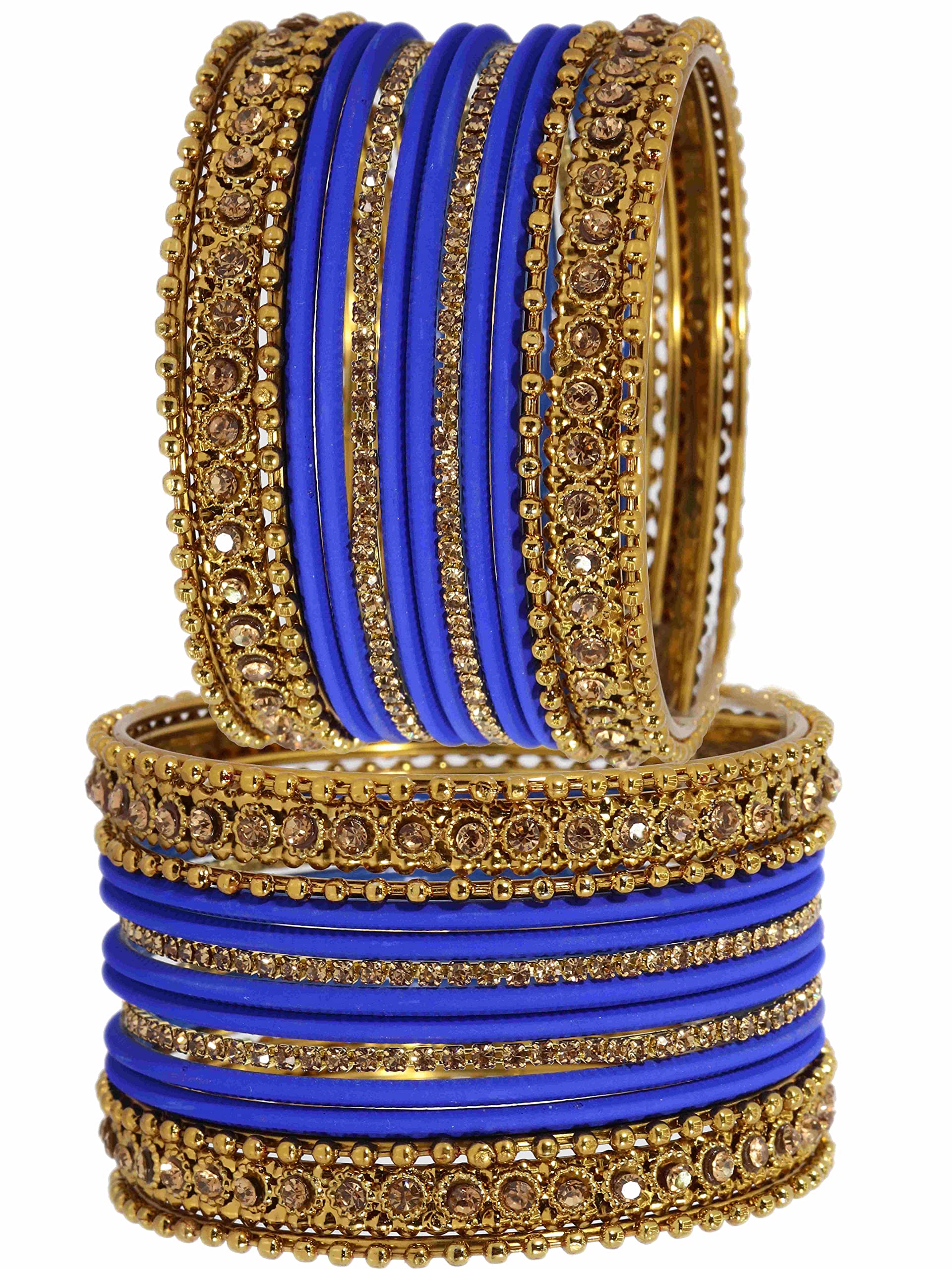 T4 Jewels Metal With Zircon Gemstone Studded Glossy Finished Traditional Bangle set T4 Jewels