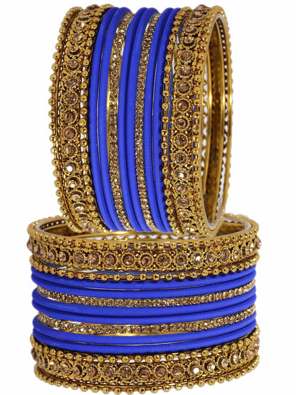 T4 Jewels Metal With Zircon Gemstone Studded Glossy Finished Traditional Bangle set T4 Jewels